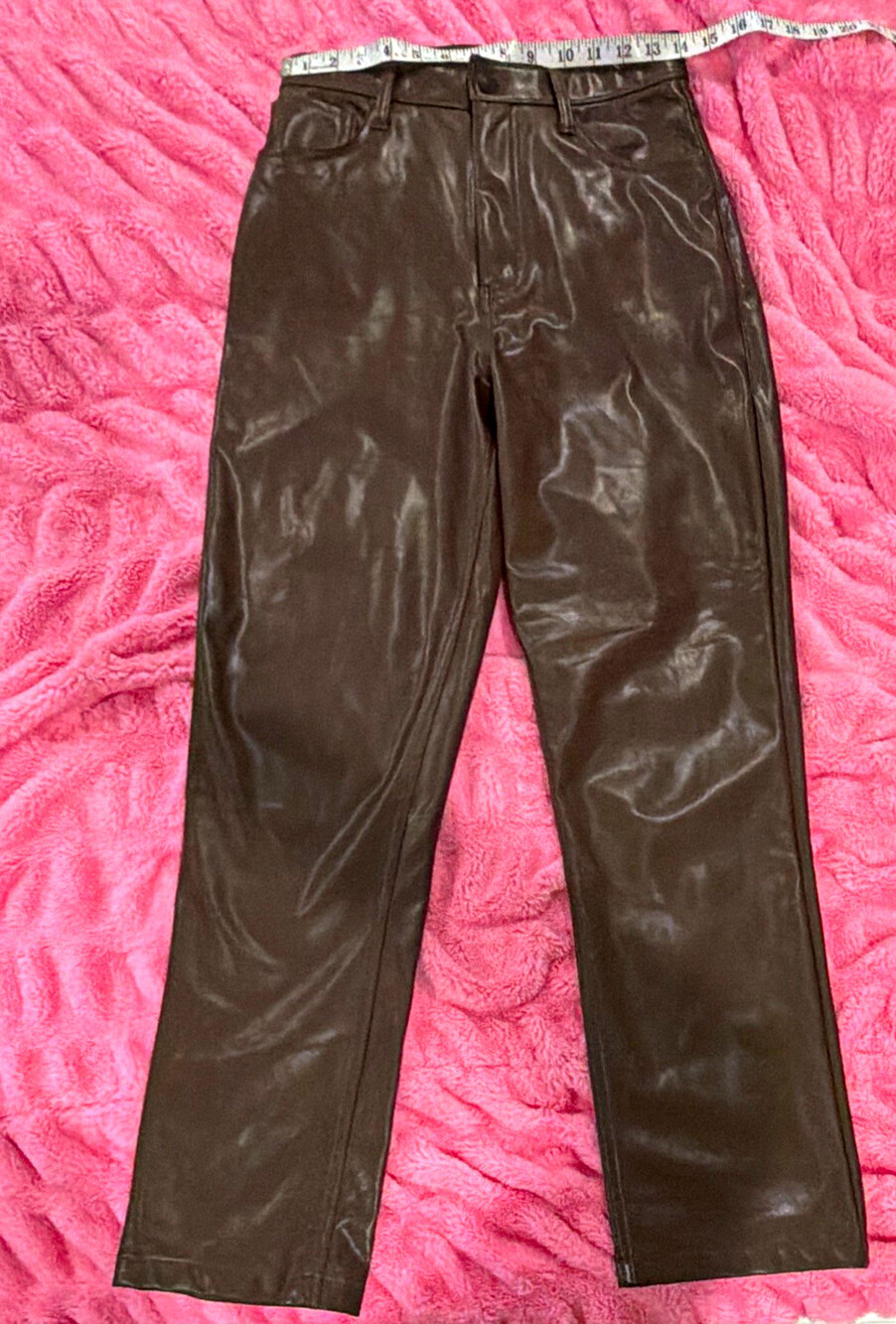 Abercrombie & Fitch Women’s Brown Leather Low Rise Straight Leg Pants Pockets
